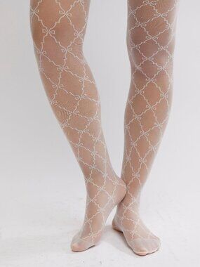 🆕 FREE PEOPLE Ribbon Chain Tights / Cream